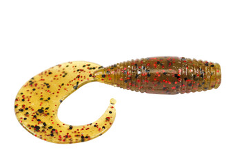 Fishing lure silicone twister on white background