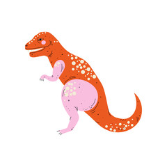 Colorful Tyrannosaurus Dinosaur, Cute Prehistoric Animal Vector Illustration