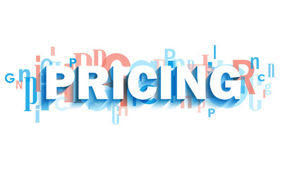 PRICING blue and coral typography banner