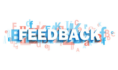 FEEDBACK blue and coral typography banner