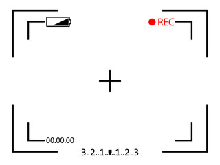 Camera frame viewfinder screen on white background. Vector illustration.