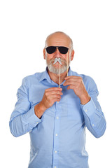 Elderly man having fun