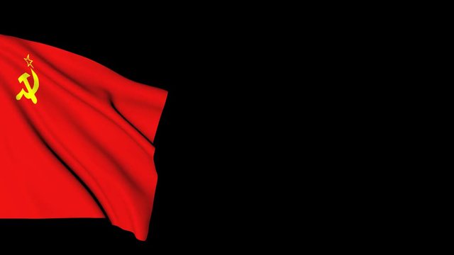 USSR flag 3D. Movement of fabric with the symbol of the Soviet Union.  