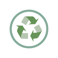 Recycle vector icon. Style is flat symbol, rounded angles, white background. Vector illustration, flat design.