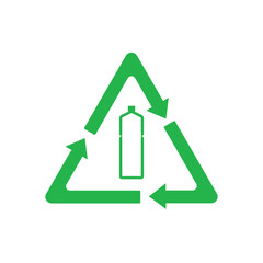 Recyclable plastic, Recycled bottle icon. Vector illustration, flat design.