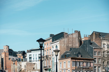 LIEGE, BELGIUM - February 24, 2018: Street view of downtown in Liege city, Belgium