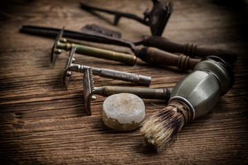 Fototapeta na wymiar Vintage barber shop tools.