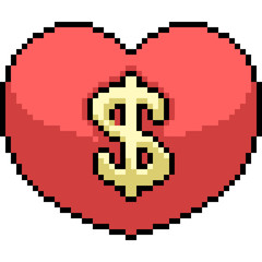 vector pixel art love money