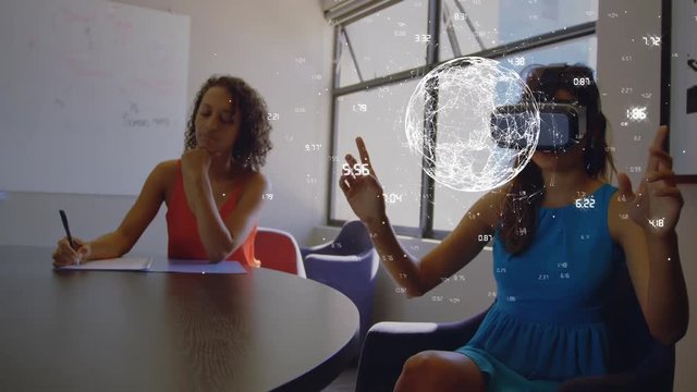 Woman uses a 3D glasses
