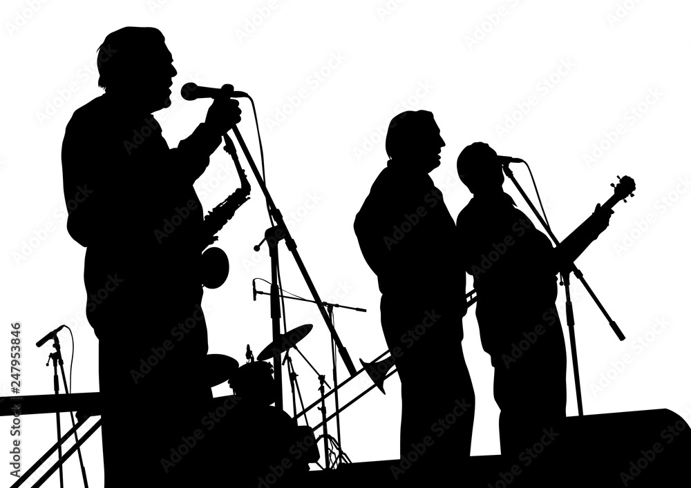 Wall mural music man whit jazz band on white background