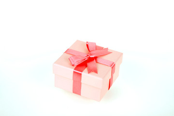 gift box with red bow and white background