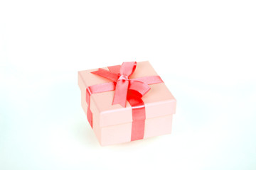 gift box with red bow and white background