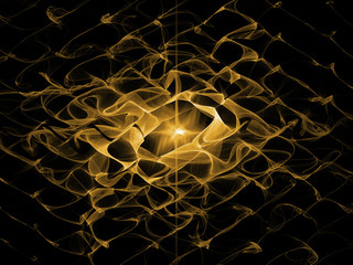 Abstract image of a four-pointed star, waves and rays of light.