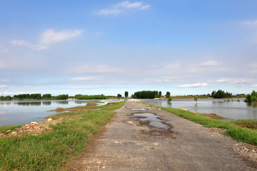 Fototapeta na wymiar Roads destroyed by floods