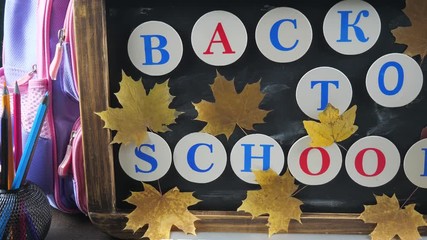 Back to school. Items for school classes in the composition on the table. - Powered by Adobe