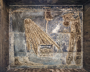 The goddess Nut, on the ceiling of the temple of Hathor, Dendera Egypt