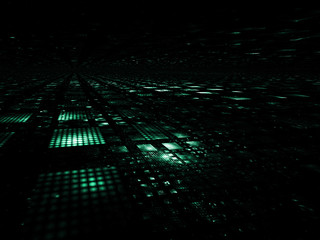Obraz premium Futuristic cyberspace, green abstract techno background.