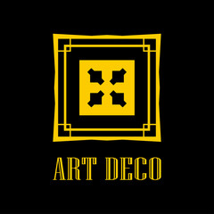 Geometric ornamental retro vintage art deco logo for design and decoration. Vintage retro ornamental deco art design. Retro art for beautiful design.