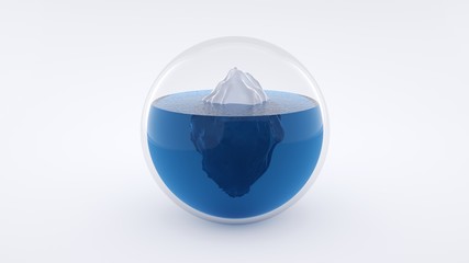 Protection against the warming of glaciers (Glacier inside crystal sphere)