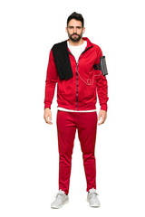Fototapeta premium Full-length shot of Handsome sportman portrait on isolated white background