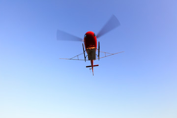 Agricultural helicopters flying in the air, China