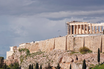 Athens, Parthenon ancient Greek temple on Acropolis hill