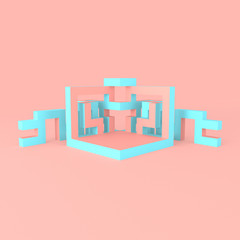 Abstract isometric arrangement of an expanding cube 3D illustration