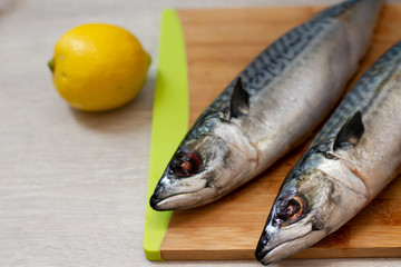 fresh fish on a cutting board