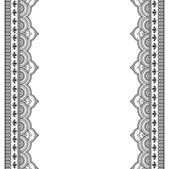 Set of seamless border for Henna drawing and tattoo. Decoration in oriental, Indian style.