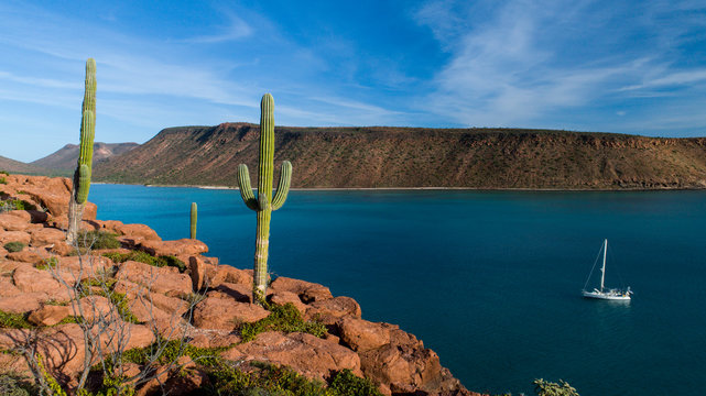 Aerial panoramics from Espiritu Santo Island, Baja California Sur, Mexico.