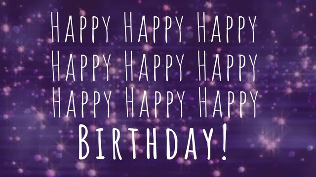 Animation Of Happy Birthday With Purple Sparks