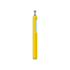 Flat vector icon of bright yellow e-cigarette or vaporizer. Modern device for vaping