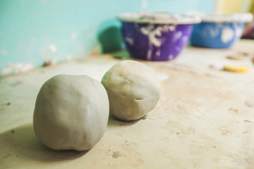 Clay ready for molding at workshop