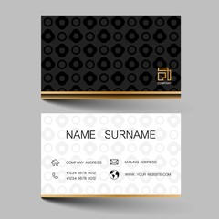 Modern business card template design. With inspiration from the abstract.Contact card for company. Two sided black and white . Vector illustration. 