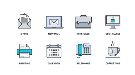OFFICE WORKPLACE ICON SET