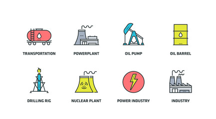 POWER AND HEAVY INDUSTRY ICON SET