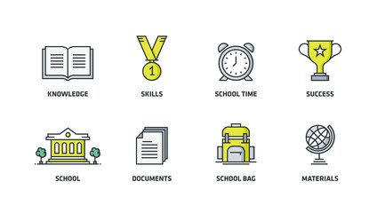 SCHOOL AND EDUCATION ICON SET