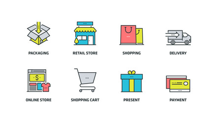 SHOPPING AND RETAIL ICON SET
