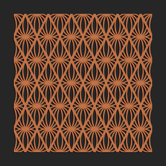 Laser cutting interior panel. Woodcut vector trellis design. Plywood lasercut floral tiles. Square seamless pattern for printing, engraving, paper cut. Stencil lattice ornament.