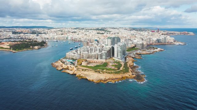 Seaside resort town of Sliema, Malta, Aerial view