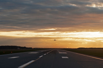 Sunset Airplane in sunset