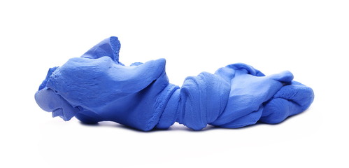 Blue foamy modelling paste isolated on white background