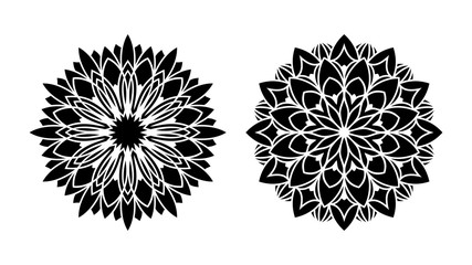 Obraz premium Tattoo mandala. Set of two vector flowers. Tribal floral patterns.