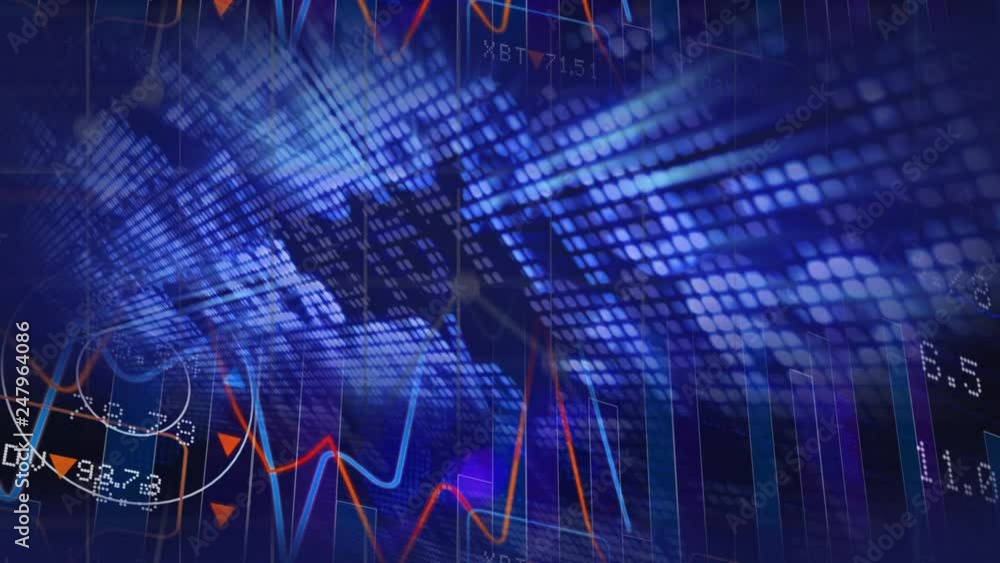 Poster market graphs of stock and statistics with digital background