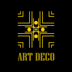 Geometric ornamental retro vintage art deco logo for design and decoration. Vintage retro ornamental deco art design. Retro art for beautiful design.