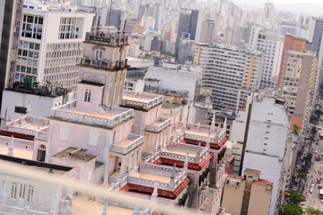 Fototapeta premium Aerial view of the huge city of Sao Paulo in Brazil seen from one of the tallest buildings in downtown.