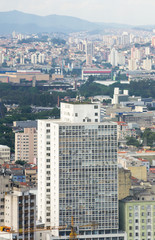 Fototapeta premium Aerial view of the huge city of Sao Paulo in Brazil seen from one of the tallest buildings in downtown.