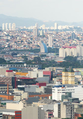 Aerial view of the huge city of Sao Paulo in Brazil seen from one of the tallest buildings in downtown.