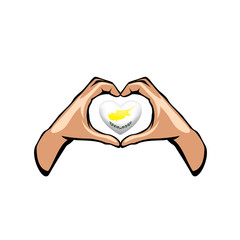 Cyprus flag and hand on white background. Vector illustration