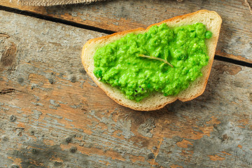green peas, avocado and vegetable - sandwich (healthy food). food concept. food background